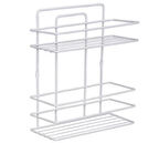 SAS Ömür Boyu Paslanmaz 2 Katlı Duş Rafı Şampuanlık  Termo Plastik Kaplama Beyaz Tş-02