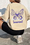 Uyguntarz Unisex Butterfly & Letter Graphic Tasarım Tshirt