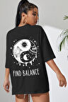 Uyguntarz Unisex Yin & Yang Baskılı T-shirt