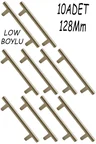 10 Adet Low Boylu 128 Mm Metal Saten Renk Mobilya Mutfak Dolap Çekmece Dolabı Kulpu Kulbu Kulpları.