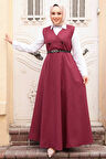 Jile Elbise Bordo Tesettür İkili Takım 30284BR