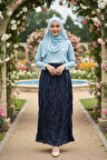 Buruşuk Lacivert Tesettür Etek 9227L