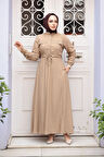 Düğmeli Bisküvi Tesettür Elbise 17131BS