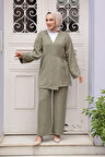 Yandan Bağlama Detaylı Çağla Yeşili Tesettür İkili Takım 50183CY