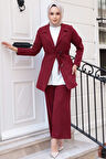 Ceketli Bordo Tesettür İkili Takım 62221BR