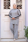 Gri Tesettür Triko İkili Takım 50163GR