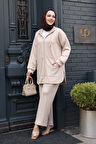Fermuarlı Bej Tesettür İkili Takım 17461BEJ