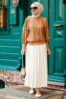 Balon Kollu Camel Tesettür Bluz 24271C
