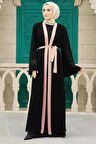 Kemerli Pudra Tesettür Abaya 55440PD