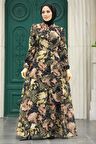 Çiçek Desenli Vizon Tesettür Elbise 279312V