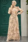 Çiçek Desenli Somon Tesettür Elbise 279330SMN
