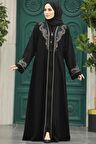 Desenli Fermuarlı Tesettür Abaya 41565DSN2