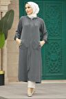 Kapşonlu Gri Tesettür Kap 511GR