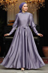 Lila Tesettür Abiye Elbise 60801LILA