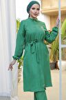 Kemerli Yeşil Tesettür Tunik 646Y