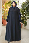 Düğmeli Lacivert Tesettür Ferace 45275L