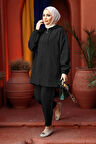 Fermuarlı Siyah Tesettür İkili Takım 10400S