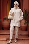 Fermuarlı Bej Tesettür İkili Takım 10400BEJ