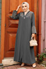 Desenli Füme Tesettür Ferace 29105FU