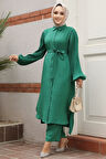 Düğmeli Yeşil Tesettür İkili Takım 12581Y
