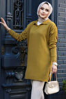 Fitilli Yağ Yeşili Tesettür Triko Tunik 65903YY