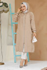 Fermuarlı Bej Tesettür Kap 70792BEJ