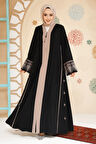 Fermuarlı Siyah Tesettür Abaya 41568S