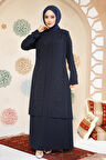 Boncuk İşlemeli Lacivert Tesettür Abaya 29120L