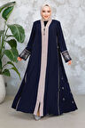 Fermuarlı Lacivert Tesettür Abaya 41568L