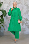 Kolları Pileli Yeşil Tesettür İkili Takım 51991Y