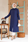 Düğmeli Lacivert Tesettür Tunik 70381L