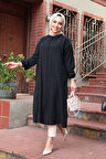 Düğmeli Siyah Tesettür Tunik 70551S