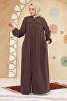 Fermuarlı Vizon Tesettür Abaya 45295V