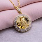 925 Ayar Gümüş Altın Kaplama Tuğralı Sonsuzluk Model 2 Kolye