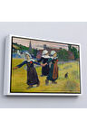 Ahşap Çerçeveli Paul Gauguin Bretonlu Kızlar Dans Tablosu