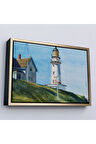 Ahşap Çerçeveli Edward Hopper - Deniz Feneri Tablo - Light At Two Lights-7097