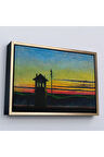 Ahşap Çerçeveli Edward Hopper - Demiryolunda Gün Batımı Tablo - Railroad Sunset-7113