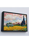 Ahşap Çerçeveli Vincent Van Gogh - Buğday Tarlası Tablo-7150