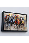 Ahşap Çerçeveli Koşan Atlar Tablosu-7257