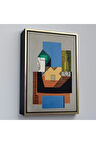 Ahşap Çerçeveli Pablo Picasso - Gitar, Şişe Ve Meyve Kase Tablosu-7317