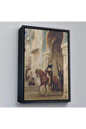 Ahşap Çerçeveli Henri ÉMilien Rousseau - Saraydan Ayrılan Süvari Tablosu - Horseman Leaving À Palace-7330