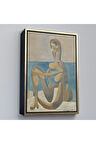 Ahşap Çerçeveli Salvador Dali - Plajda Oturan Yüzücü Tablo - Seated Bather On The Beach-7405