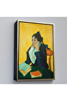 Ahşap Çerçeveli Vincent Van Gogh - Kitaplarla Madame Ginoux Tablosu-7448