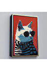 Ahşap Çerçeveli Cool Kedi Tablo-7577