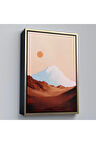 Ahşap Çerçeveli Dağın Arkasındaki Soyut Güneş Manzara Tablo-7622