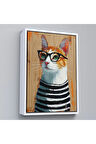Ahşap Çerçeveli Cool Kedi Tablo-7644