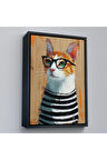 Ahşap Çerçeveli Cool Kedi Tablo-7644