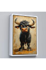 Ahşap Çerçeveli Agresif Boğa Tablosu-7810