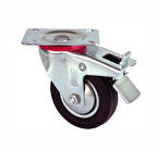 Servis Tekeri - Tablalı Frenli Siyah Döner - Çap 80 mm