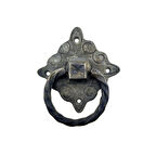 Antika Tarz Dekoratif Pirinç Mobilya Kulbu, Kapı Kilit Halkası - 94x97 mm, Büyük, Oksit